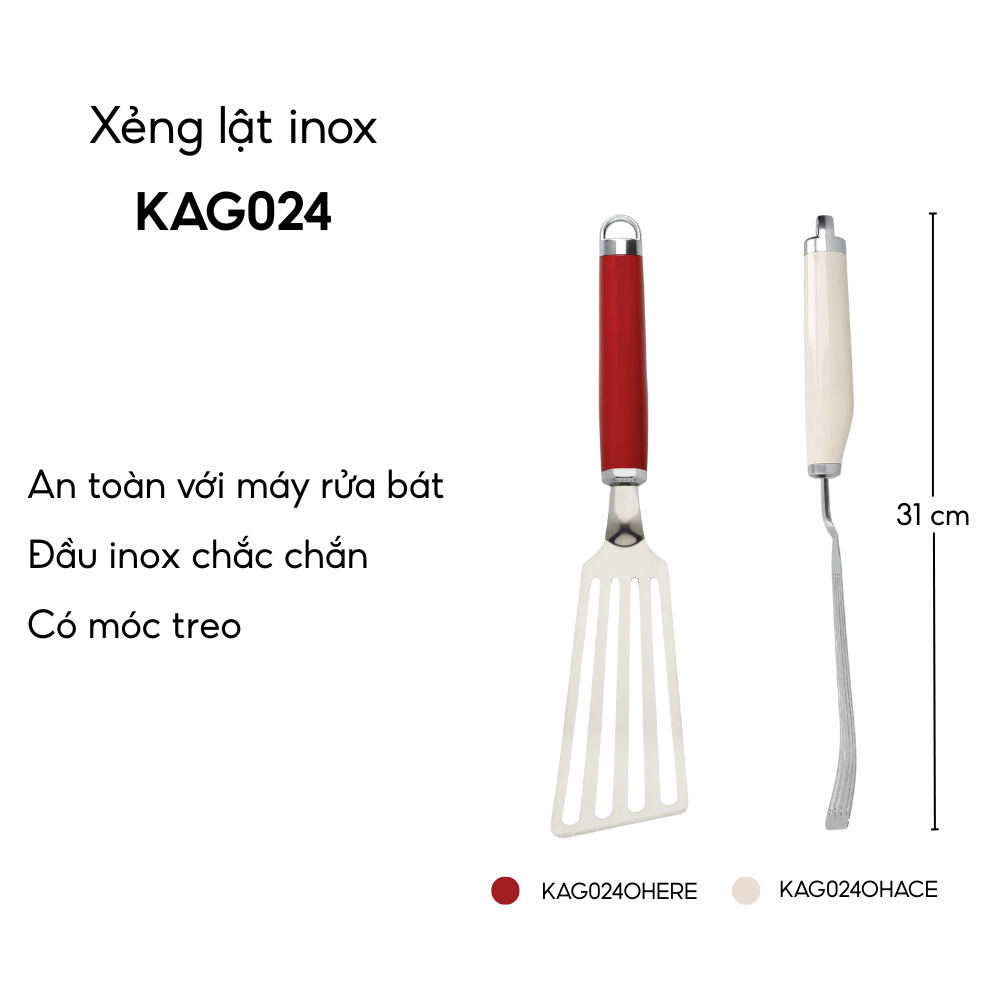 Xẻng lật inox KitchenAid Coreline KAG024 nhiều màu