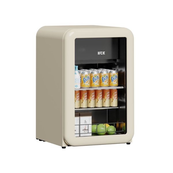 Tủ đồ uống HCK 115L màu kem có ngăn đông 15L mặt kính