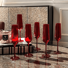 Set 6 ly champagne Tyto đỏ 200ml Crystal Bohemia