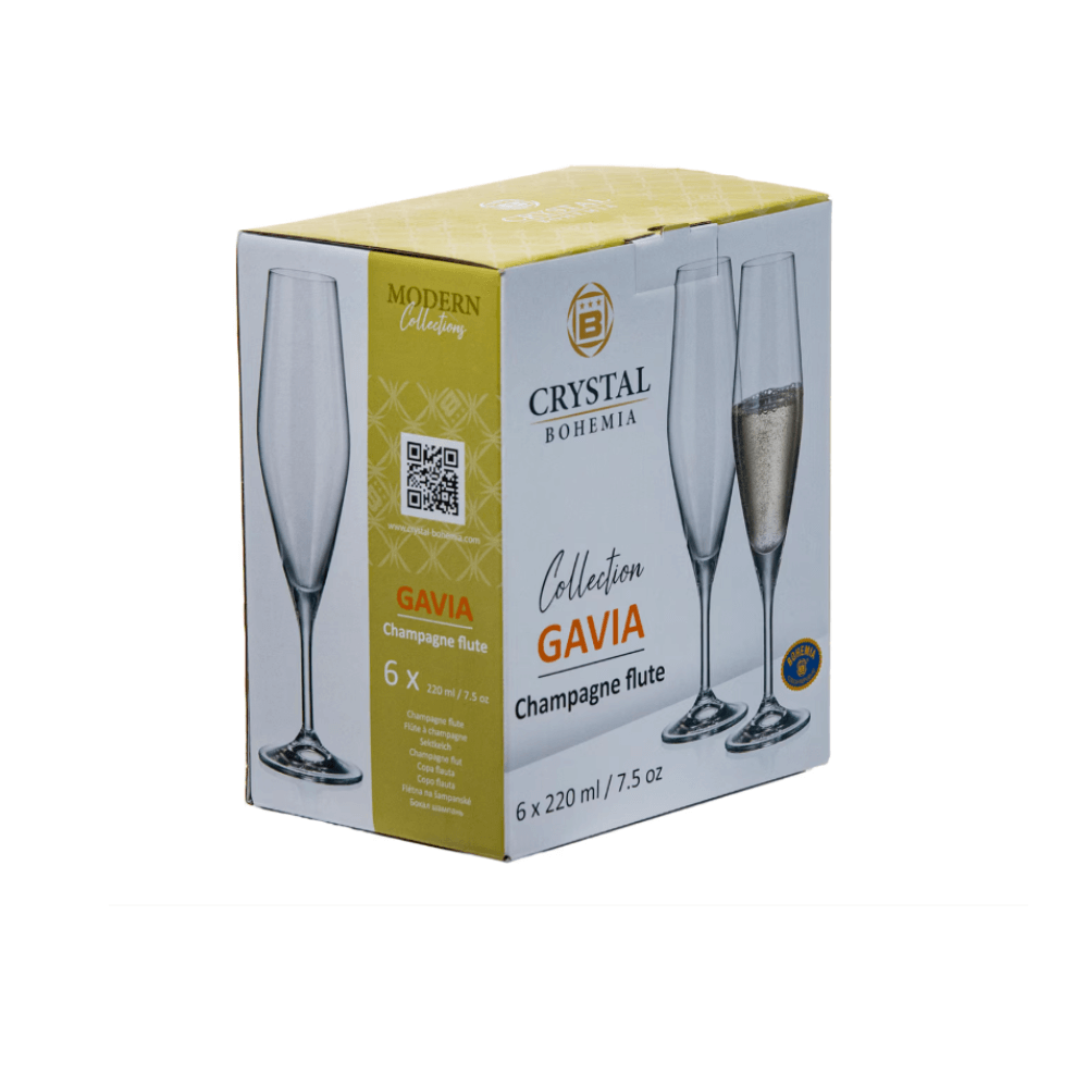 Set 6 ly champagne Gavia 210ml Crystal Bohemia