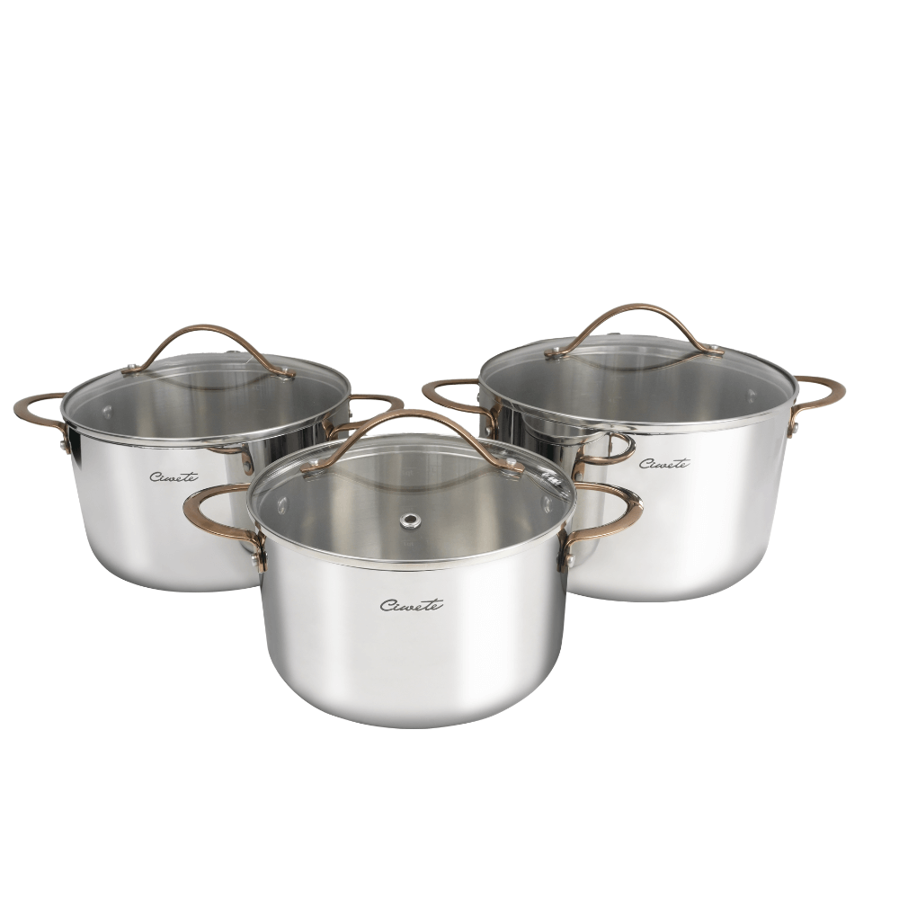 Nồi inox 304 cao cấp Ciwete nắp kính, nhiều kích cỡ