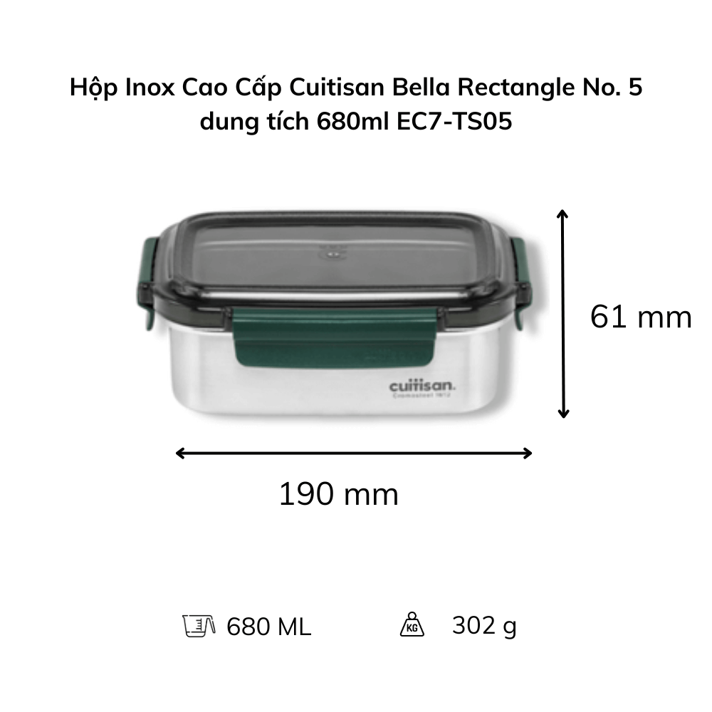 Hộp Inox Cao Cấp Cuitisan Bella nhiều dung tích
