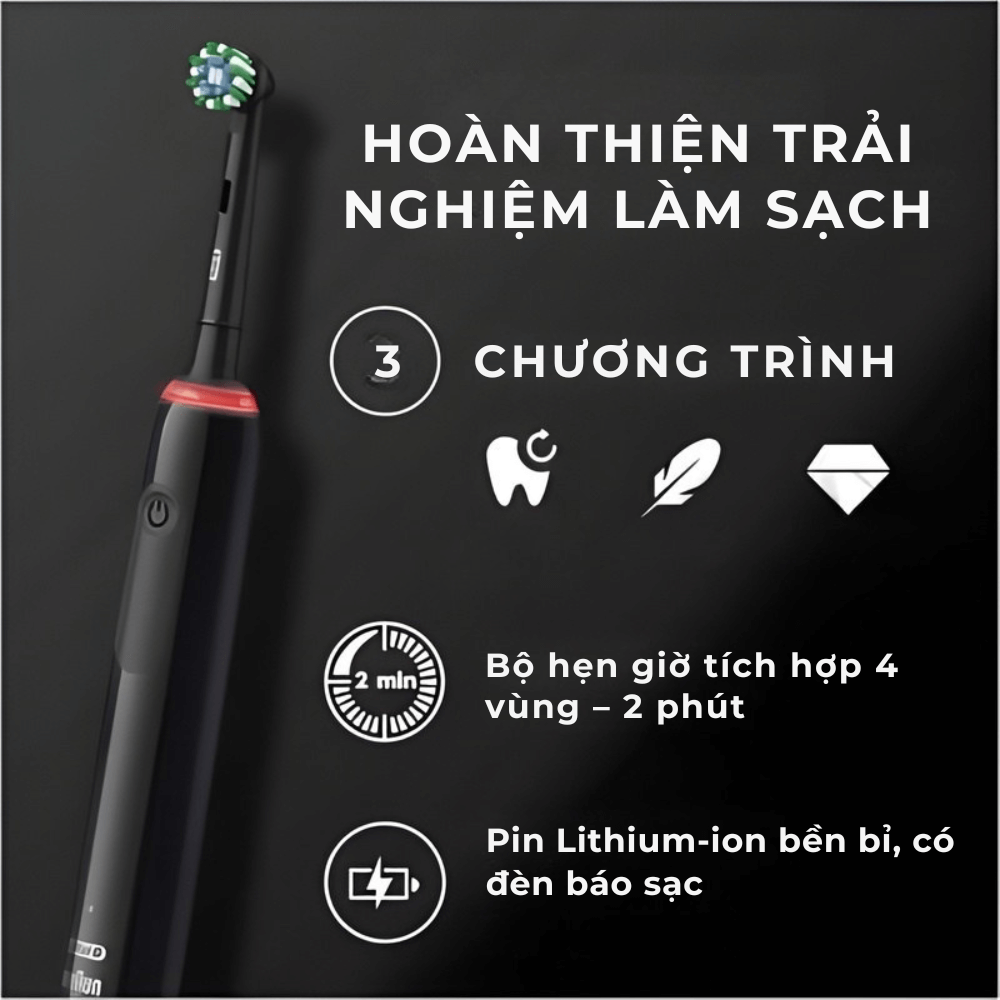 Set 2 bàn chải điện ORAL-B Pro 3 3900 màu đen và hồng