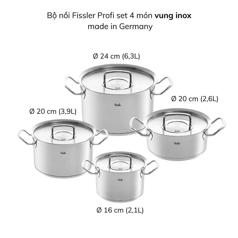 Bộ nồi Fissler Profi set 4 món made in Germany