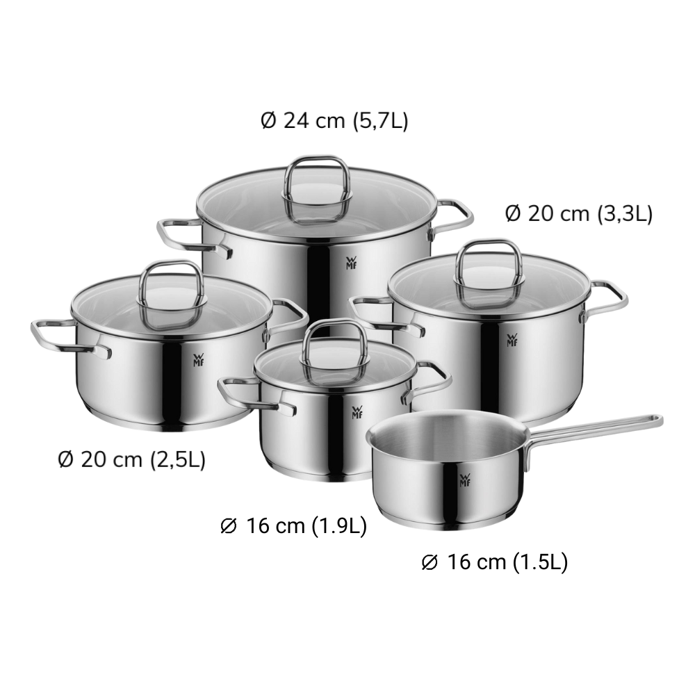 Bộ nồi WMF Inspiration 5 món vung kính, nhiều phân loại