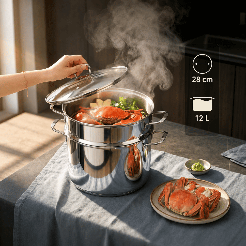 Nồi luộc gà GKÖCH kèm xửng hấp 28cm SAED002 12L
