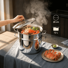 Nồi luộc gà GKÖCH kèm xửng hấp 28cm SAED002 12L