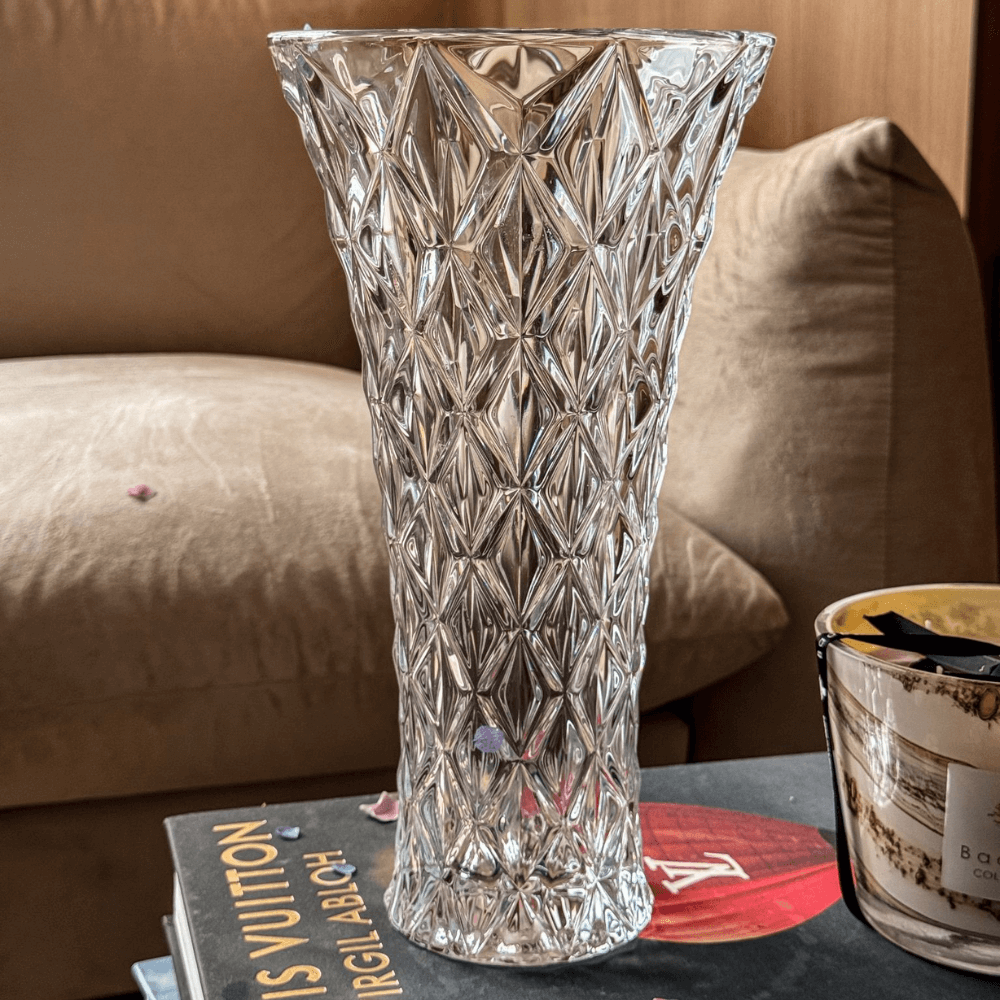 Lọ hoa Memphis trắng 30.5cm Crystal Bohemia