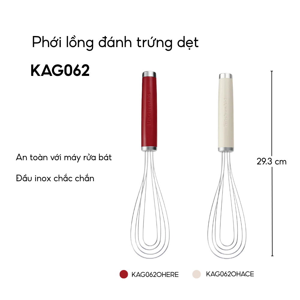 Phới lồng đánh trứng dẹt KitchenAid Coreline KAG062 nhiều màu