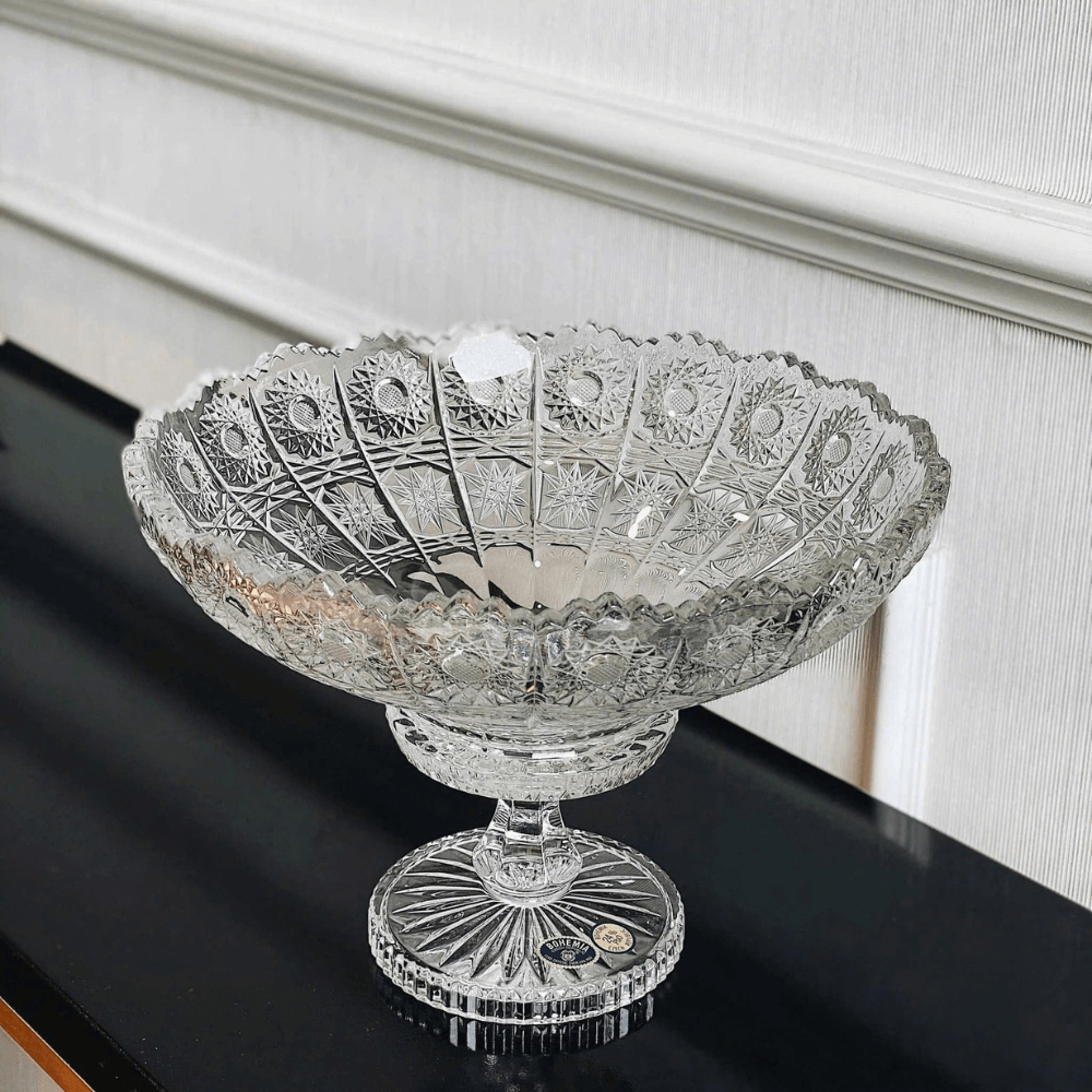 Mâm bồng pha lê Crystal Bohemia chân đế 67009 M57 25cm