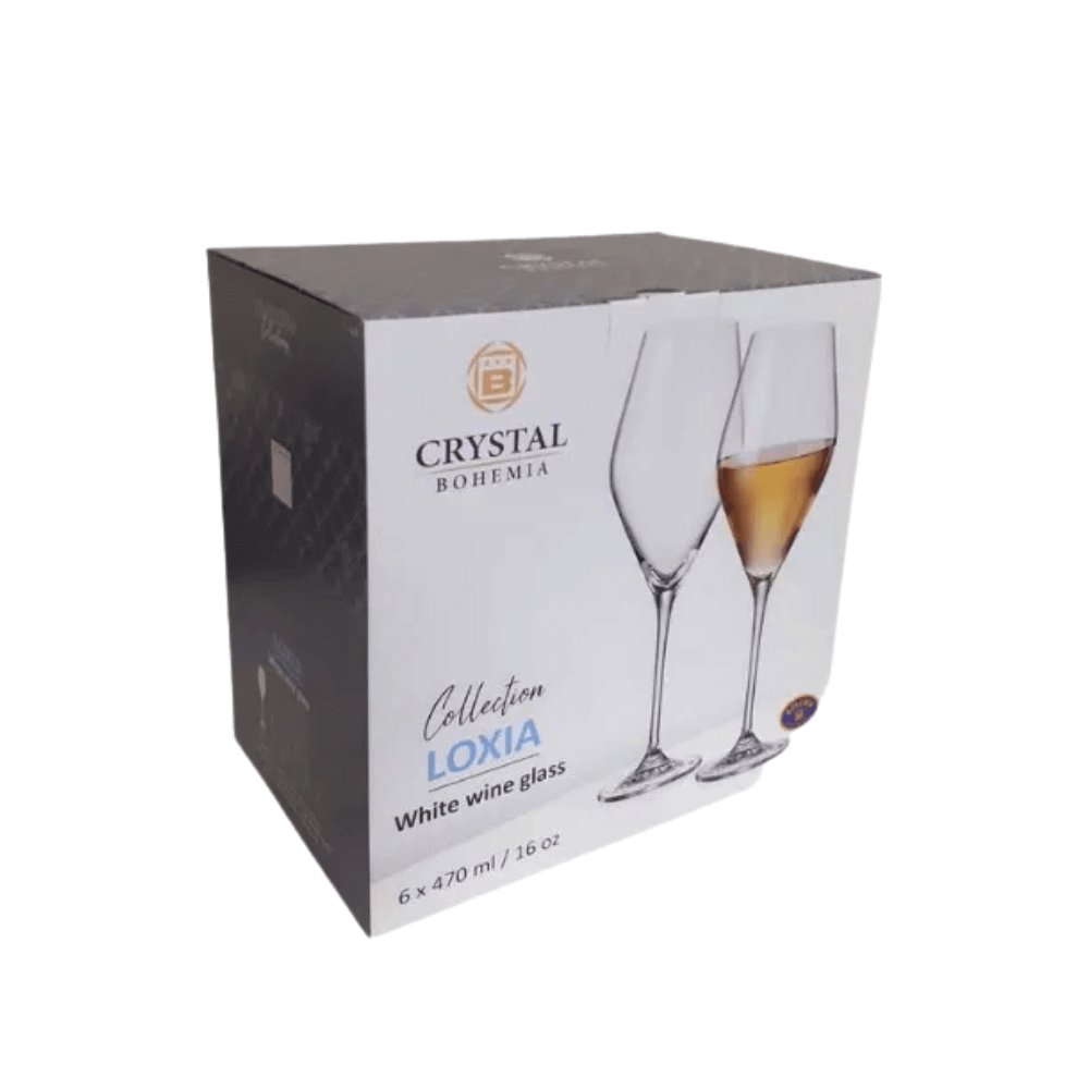 Set 6 ly vang trắng Loxia 470ml Crystal Bohemia