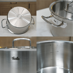 Bộ nồi Fissler Profi set 4 món vung kính kèm chảo Fissler Profi tổ ong 24/28cm made in Germany