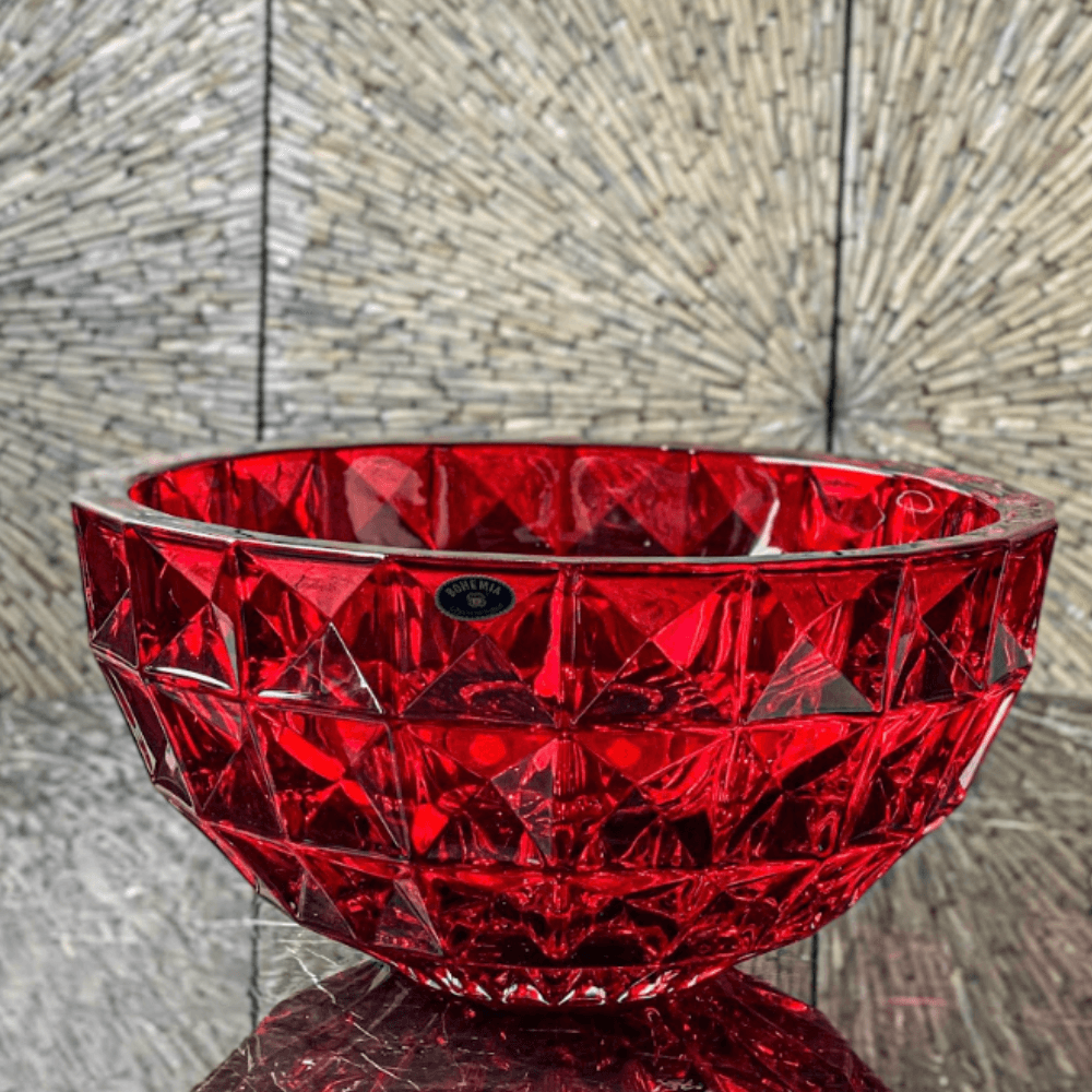 Tô pha lê Crystal Bohemia Diamond 28, 33 cm nhiều màu