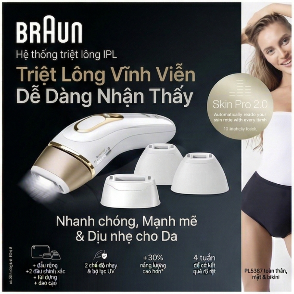 Máy triệt lông BRAUN Silk-expert Pro 5 4 đầu triệt