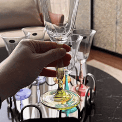 Set 6 ly vang đỏ Fregata chân màu 250ml Crystal Bohemia
