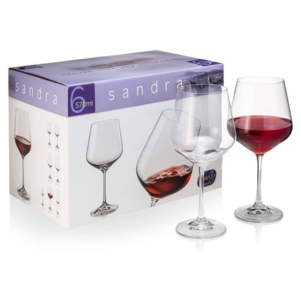Bộ 6 ly vang Bohemia Sandra nhiều dung tích