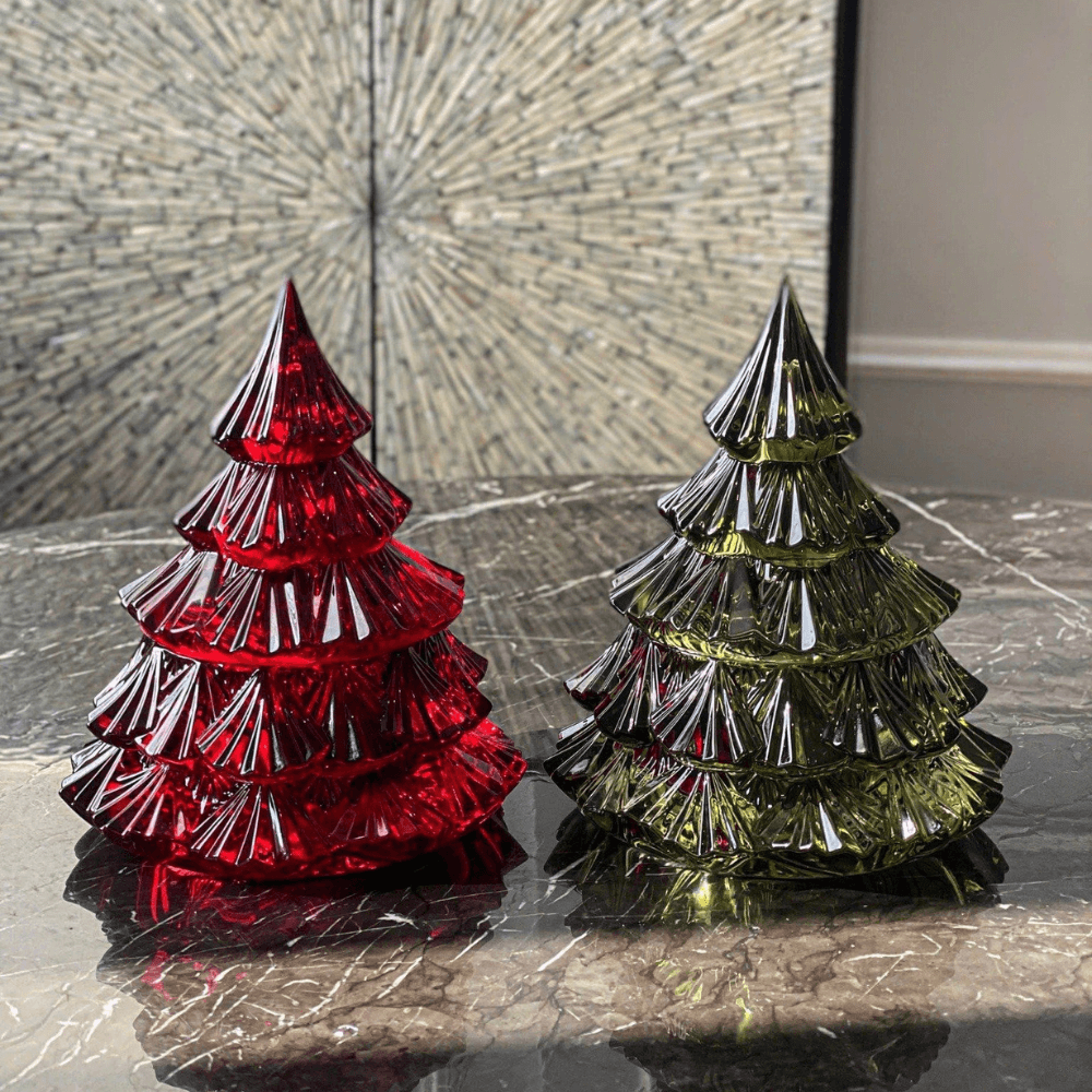 Thố Tree 16.5cm Crystal Bohemia màu xanh lá/ màu đỏ