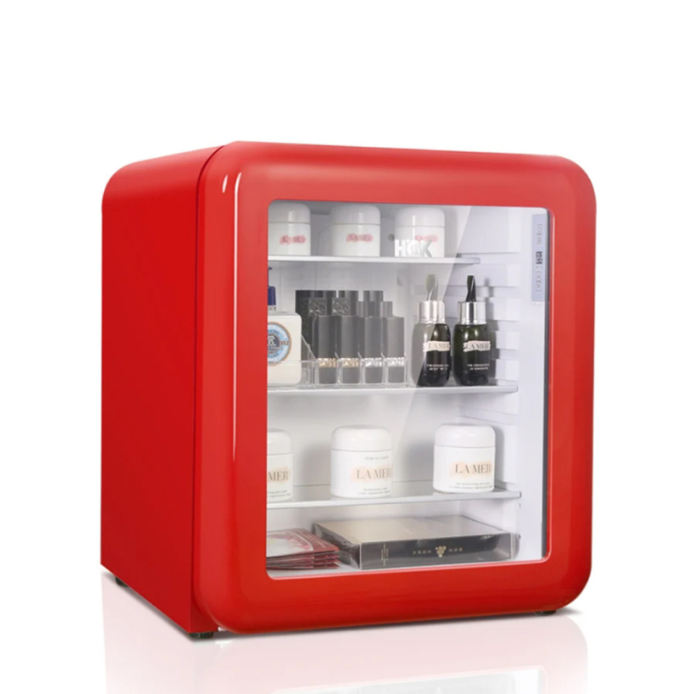 Tủ lạnh mini HCK 48L đựng mỹ phẩm và đồ uống có mặt kính