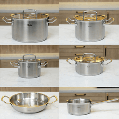 Bộ nồi Fissler Profi 6 món kèm quánh và chảo inox Profi 2 quai made in Germany