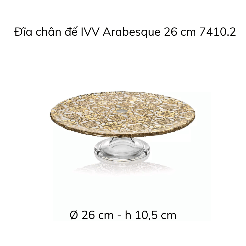 Đĩa chân đế IVV Arabesque Gold Leaf, nhiều kích cỡ