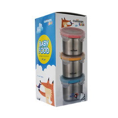 Set 3 hộp trữ đồ ăn dặm Inox 316 Cuitisan 200ml/250ml kháng khuẩn cao cấp