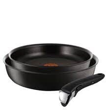 Set 2 chảo chống dính Tefal 24 + 28 cm màu đen cán rời L6509205