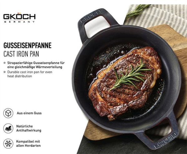 Nồi gang tay vuông 24cm GKÖCH EFP - 08B