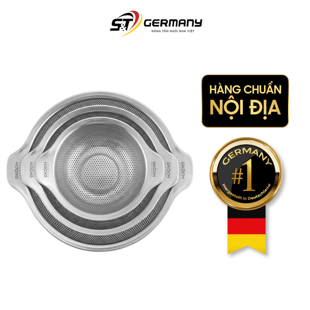 Bộ 3 rổ inox có tay cầm 16-20-24cm GKÖCH MYDH0305