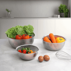 Bộ 3 rổ inox 16-20-24cm GKÖCH MYDH1012 không có tay cầm