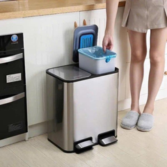Thùng rác ELPHECO đạp chân đôi dung tích 40L/50L, hai thùng rác rời