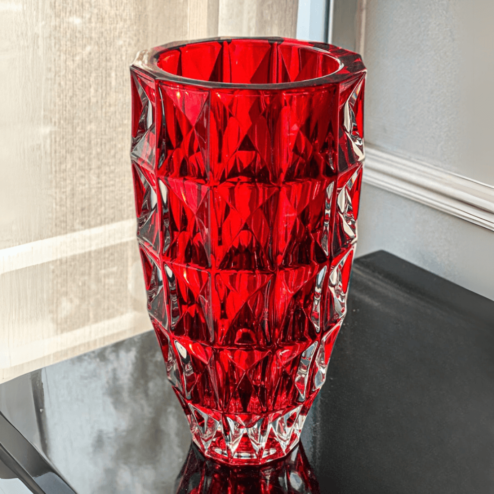 Bình hoa pha lê Crystal Bohemia Diamond 25, 28, 33 cm nhiều màu