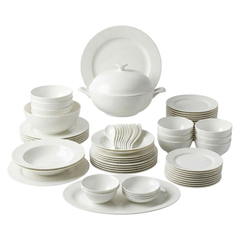 Set bát sứ Imperial 50 món trắng vân vuông gồm set thìa