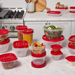 Set hộp Rubbermaid TakeAlongs (20 hộp) màu đỏ Ruby - Made in USA
