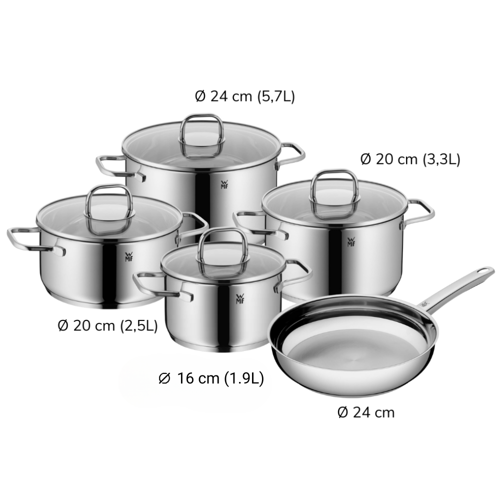 Bộ nồi WMF Inspiration 5 món vung kính, nhiều phân loại
