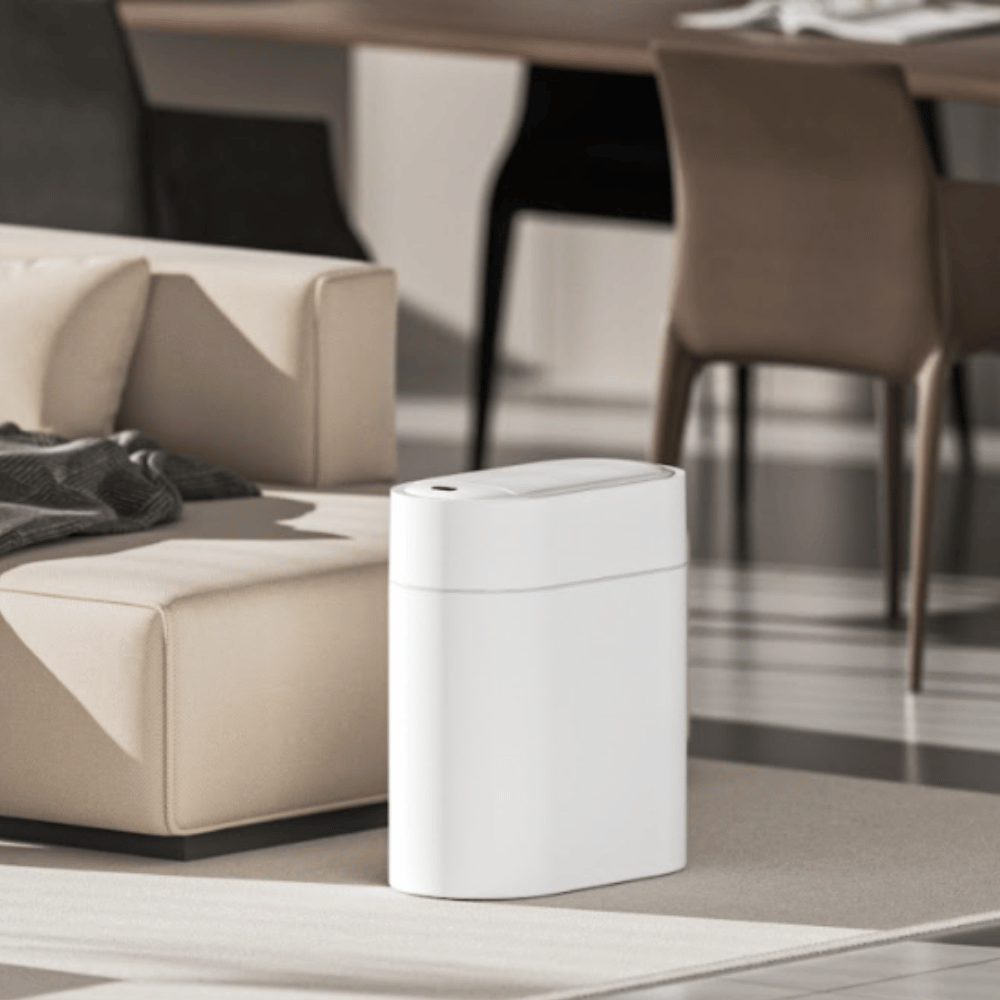 Thùng rác cảm ứng ELPHECO cánh bướm nhựa 9L có tính năng hút chặt túi rác màu trắng ELPH6737