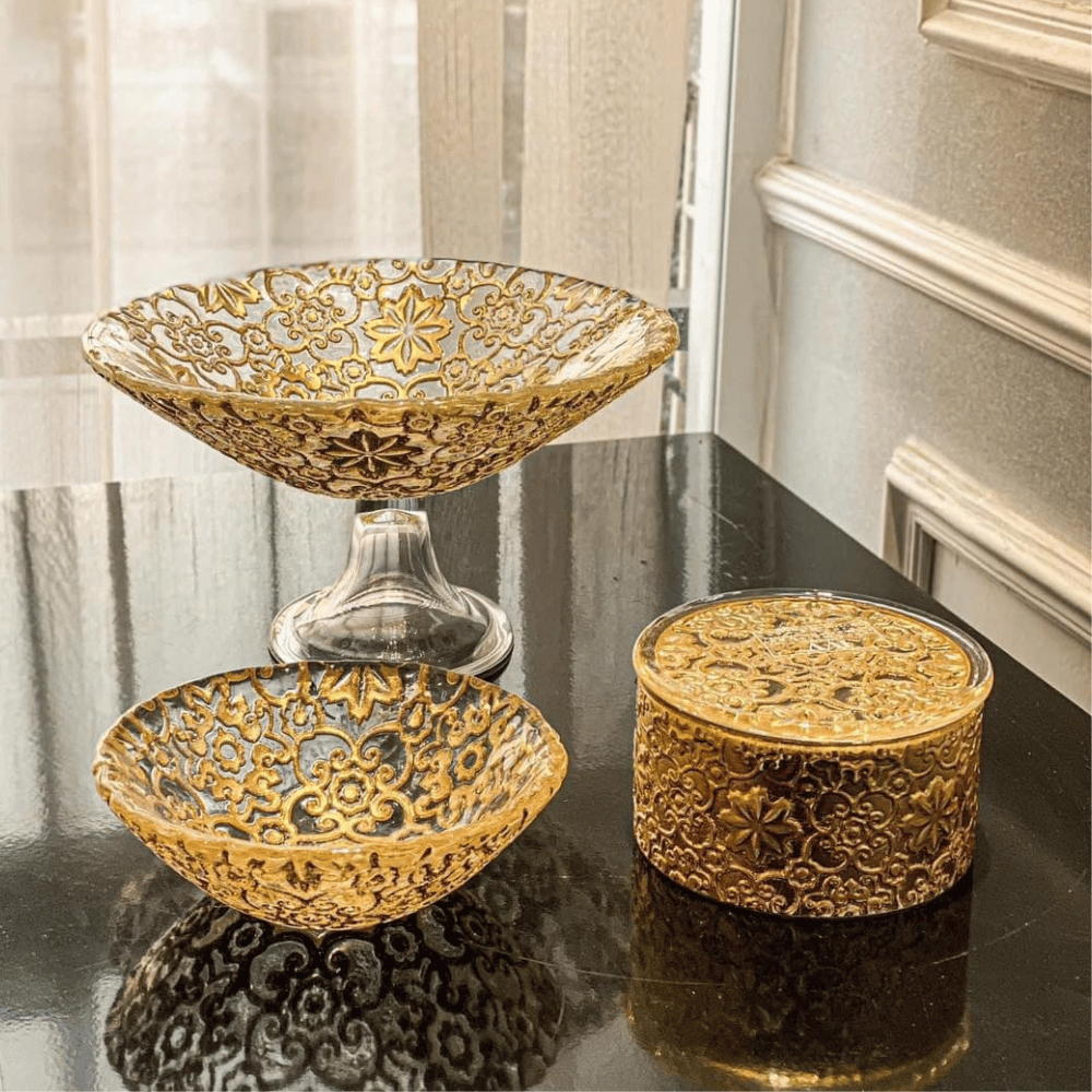 Chân bồng Arabesque Gold Leaf 25cm IVV 7408.2
