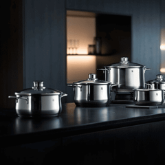 Bộ nồi WMF Diadem Plus 6 món kèm quánh và chảo thép WMF 24/28cm