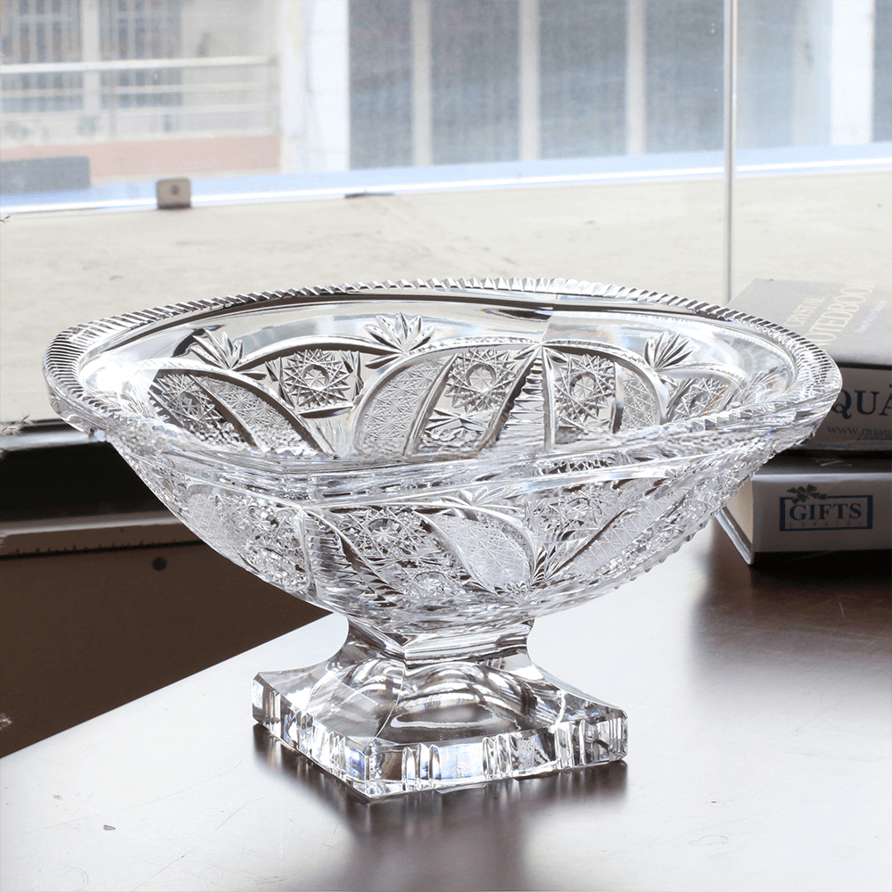 Mâm bồng chân đế vuông M56 34cm Crystal Bohemia