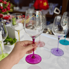 Set 6 ly vang Uria màu chân 480ml Crystal Bohemia