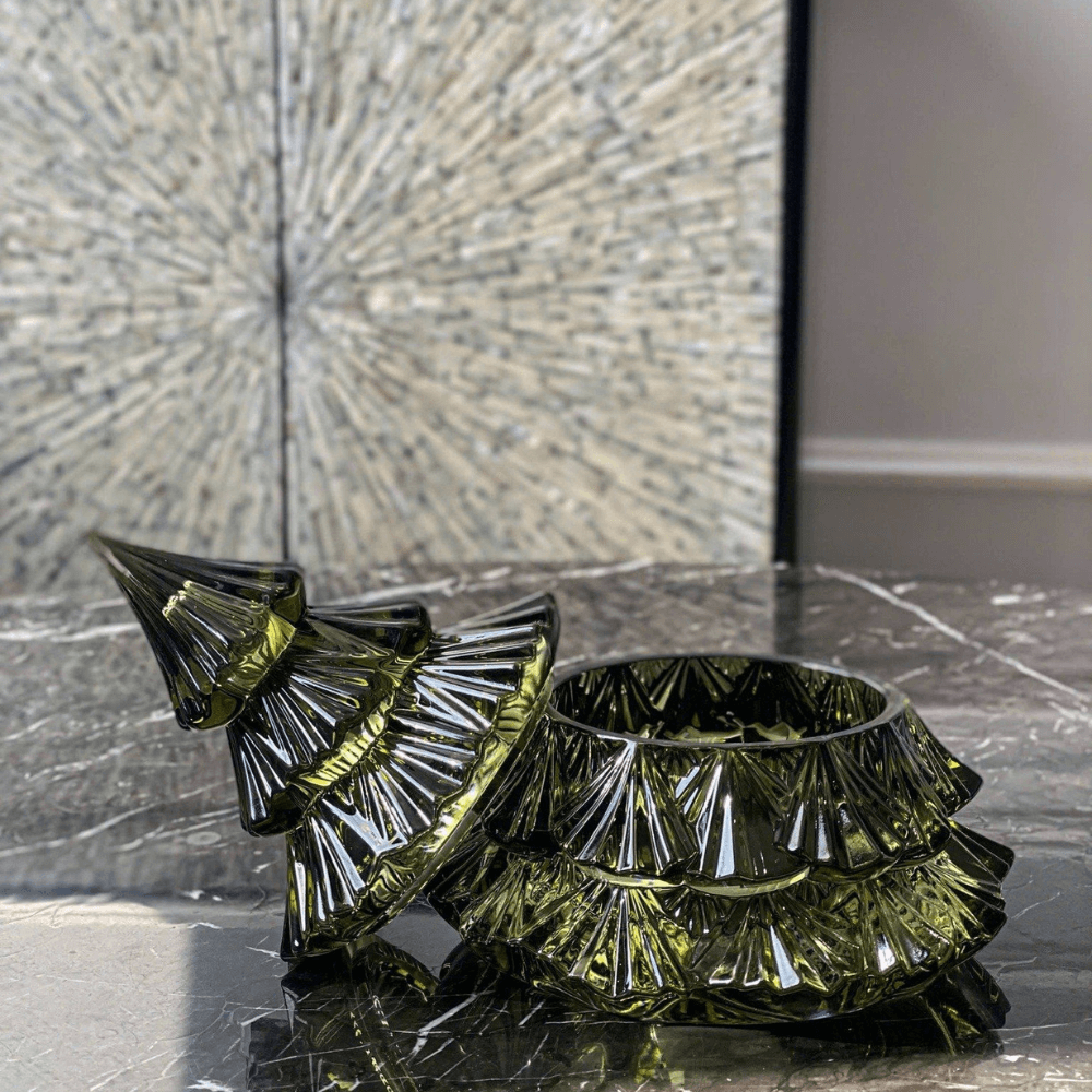 Thố Tree 16.5cm Crystal Bohemia màu xanh lá/ màu đỏ