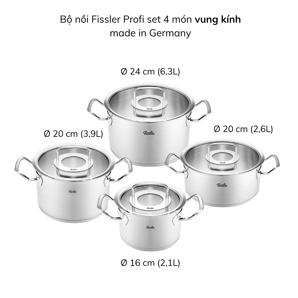 Bộ nồi Fissler Profi set 4 món made in Germany