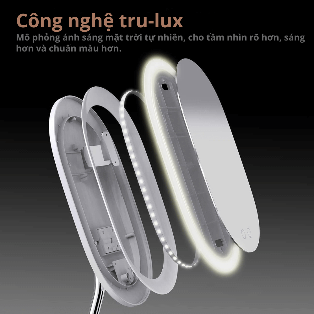 Gương trang điểm cảm ứng tích hợp đèn LED kèm sạc không dây WILIT QU10AM cao cấp