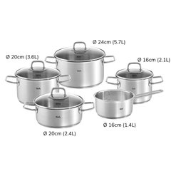 Bộ nồi Fissler Viseo 5 món vung kính kèm quánh