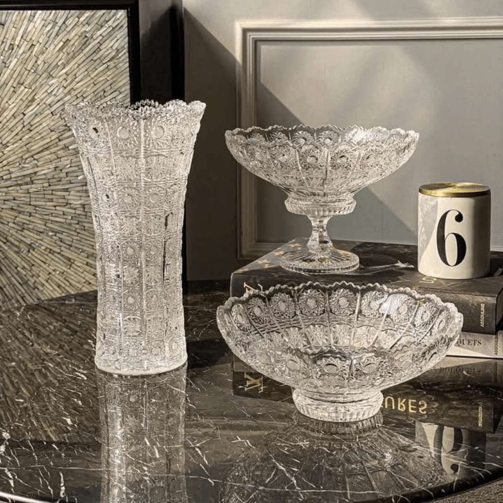 Mâm bồng pha lê Crystal Bohemia chân đế 67009 M57 25cm