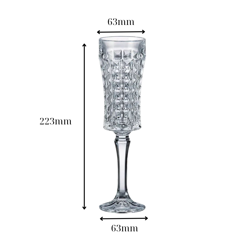 Bộ 6 ly pha lê Bohemia champagne kim cương 120ml
