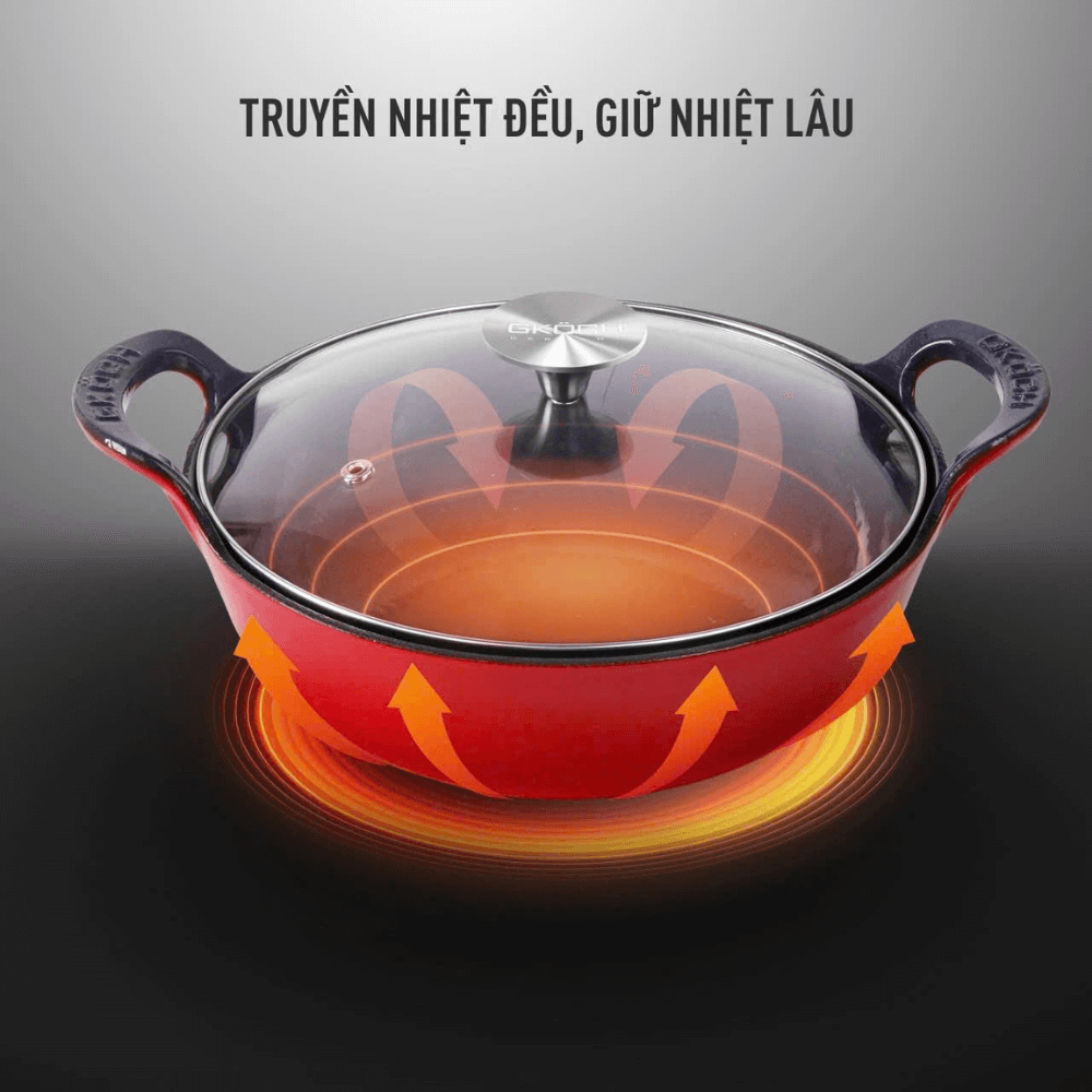 Nồi gang nắp kính 25cm GKÖCH EW-04B