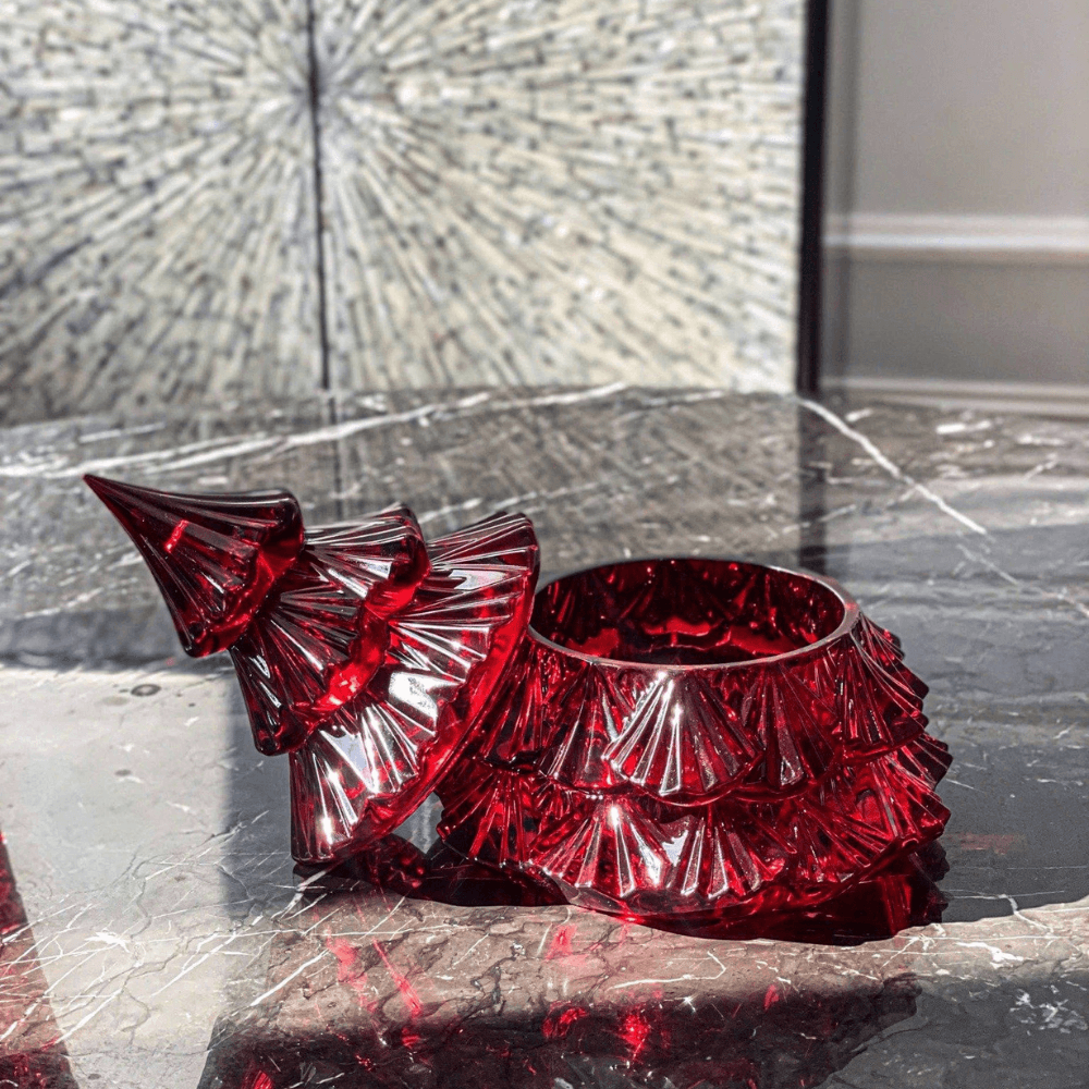 Thố Tree 16.5cm Crystal Bohemia màu xanh lá/ màu đỏ