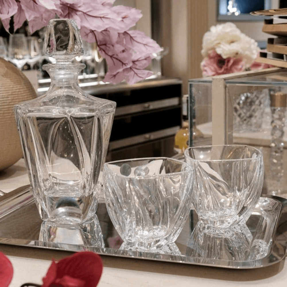Bộ bình rượu Whisky BOHEMIA Neptune Crystal gồm 1 bình 0,7 lit + 6 cốc dung tich 300ml