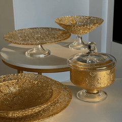 Hũ kẹo Arabesque Gold Leaf 20cm IVV 7530.2