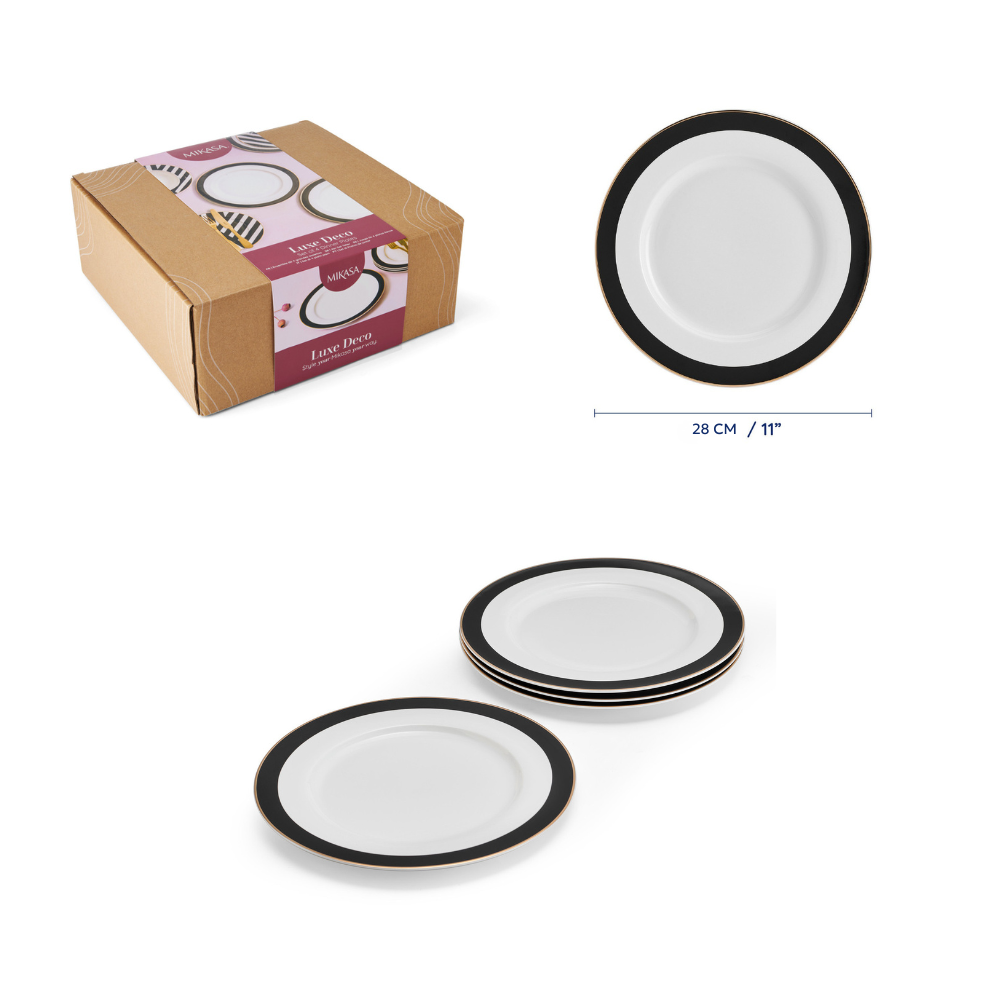 Đồ dùng bàn ăn Mikasa Luxe Deco nhiều món, chất liệu sứ xương